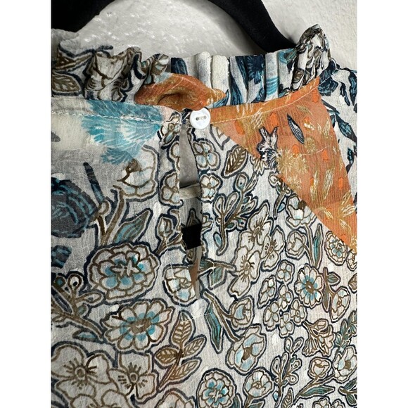 World Market Shirt Womens L/XL Multicolor Patchwork Floral Bohemian Long Sleeve - Picture 6 of 7